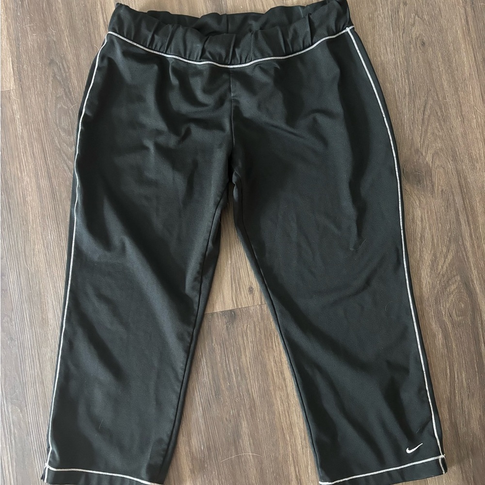 Nike Black Youth Performance Leggings with White Logo